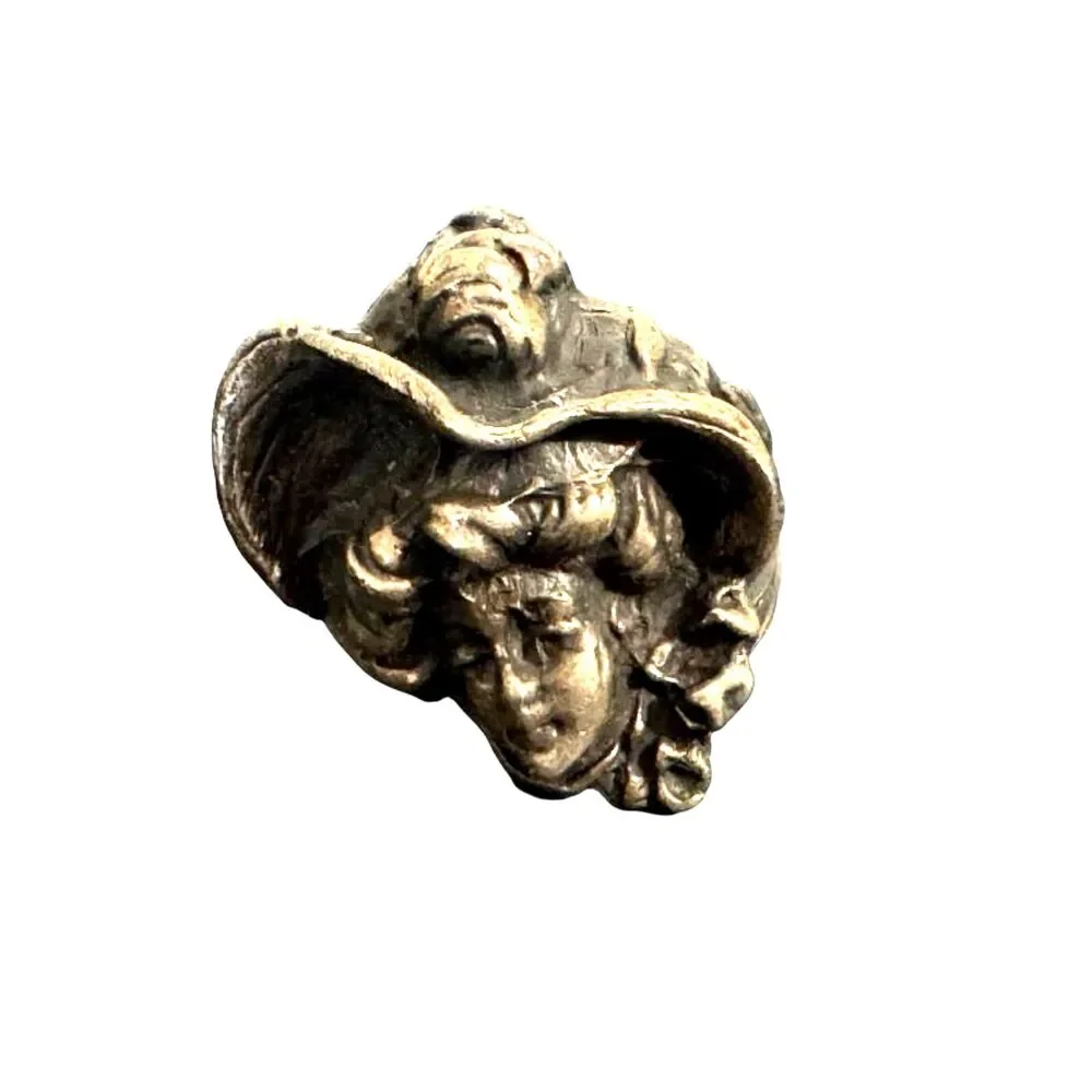 Art Nouveau Ring Lady Face Victorian revival Vintage Sterling Silver Size 7